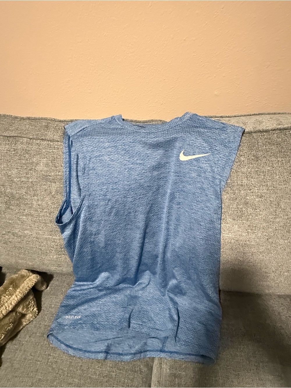 Nike Blue Sleeveless Tank Top with White Swoosh